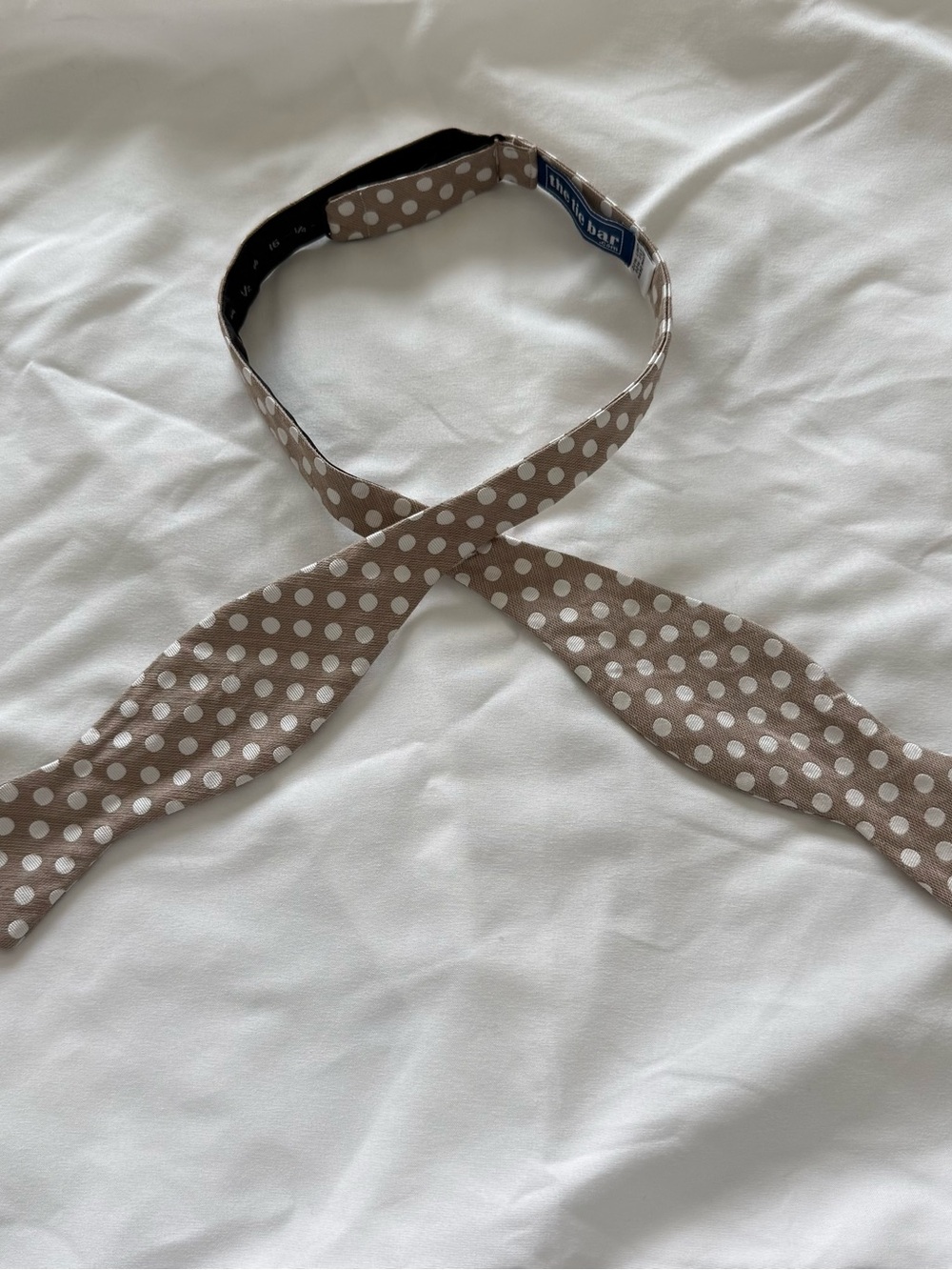 The Tie Bar Taupe Polka Dot Self-Tie Bow Tie